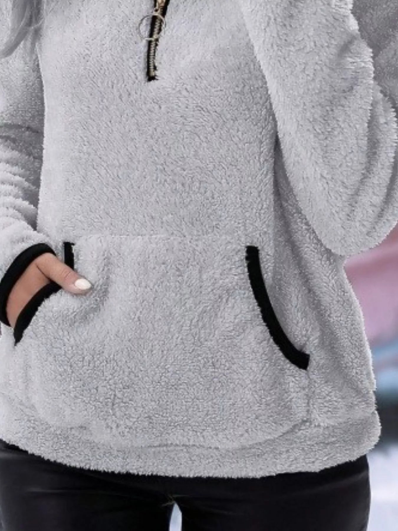 Amabel | Women's Half-Zip Fleece Pullover Teddy Jumper