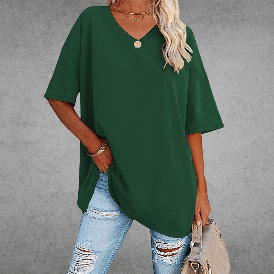 Alexis | Trendy Oversized V-Neck Shirt