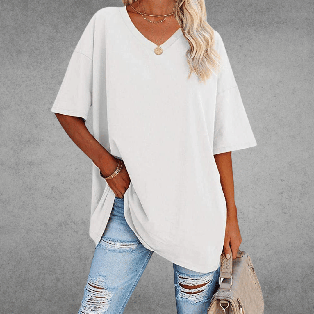 Alexis | Trendy Oversized V-Neck Shirt