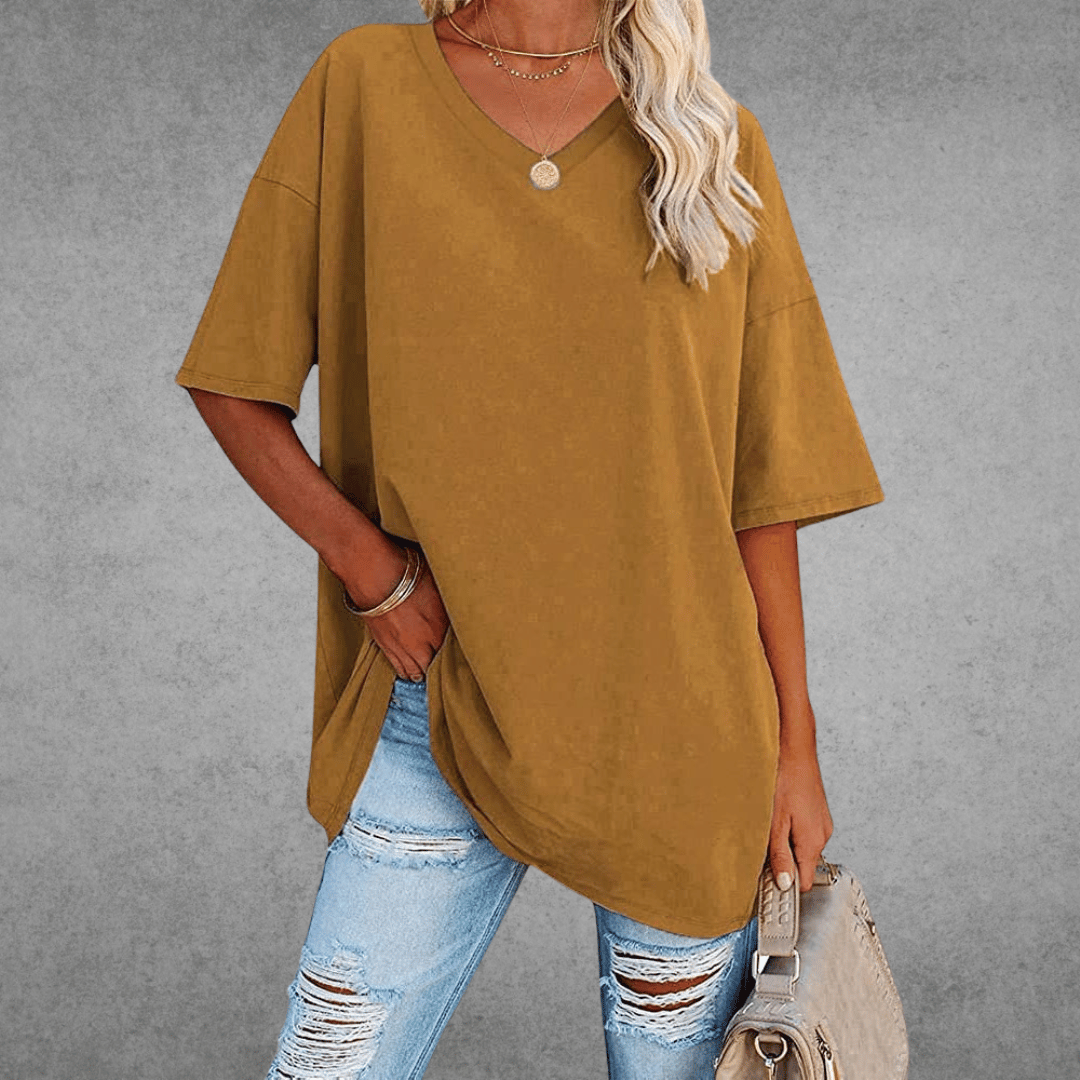 Alexis | Trendy Oversized V-Neck Shirt