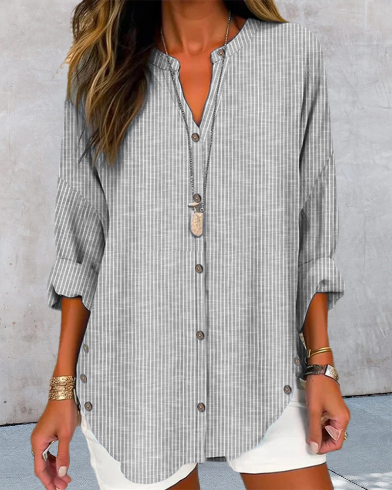 Colette | Chic Loose Fit Long Sleeve Button-Up Blouse for Women