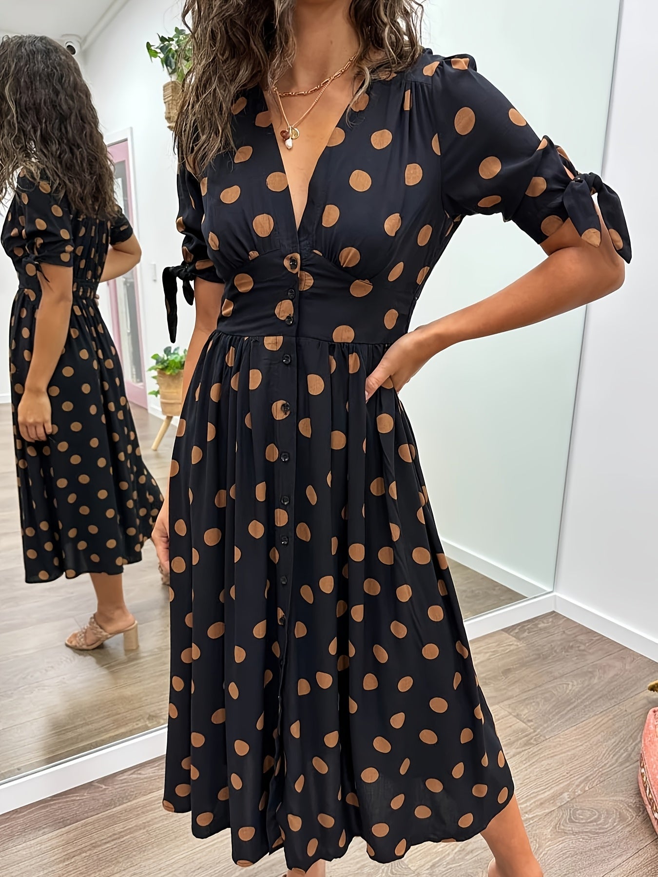 Kirsten | Stylish Polka Dot Midi Dress for Any Occasion