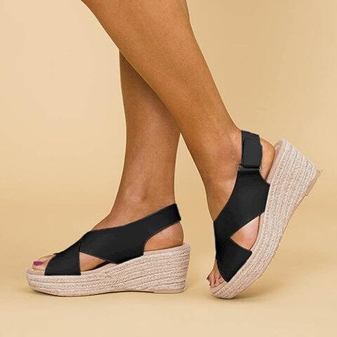 Lysandra | Chic Wedge Sandals with Elegant Cross Straps