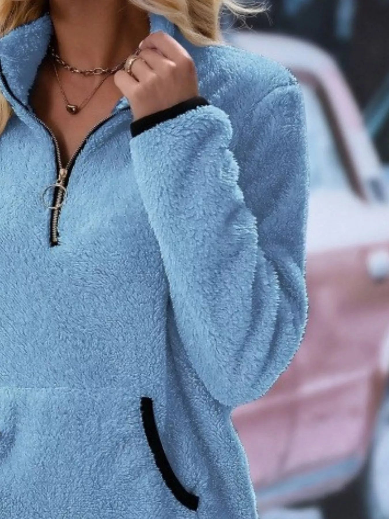 Amabel | Women's Half-Zip Fleece Pullover Teddy Jumper