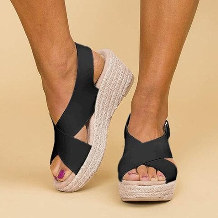 Lysandra | Chic Wedge Sandals with Elegant Cross Straps
