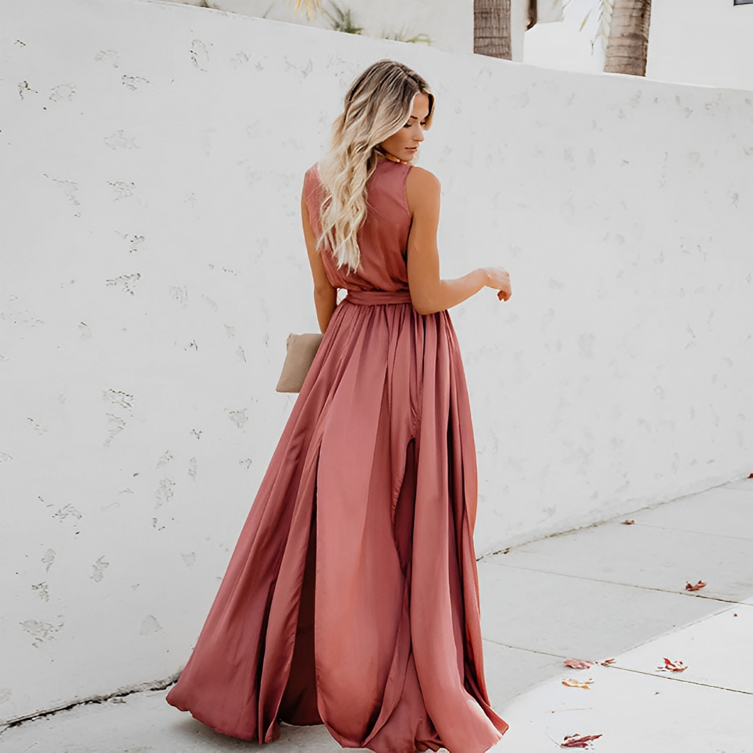 Margery | Chic Maxi Dress with Waist Belt for Special Occasions