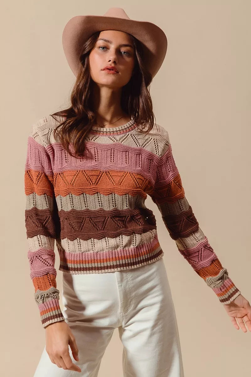 Aliyah | Women's Striped Long Knit Sweater