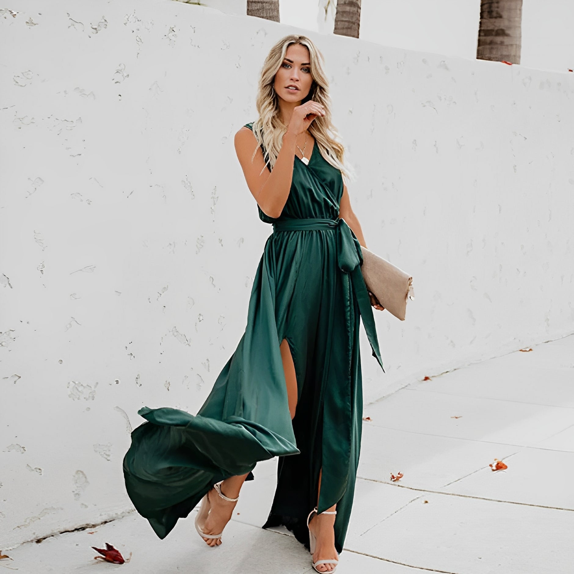 Margery | Chic Maxi Dress with Waist Belt for Special Occasions