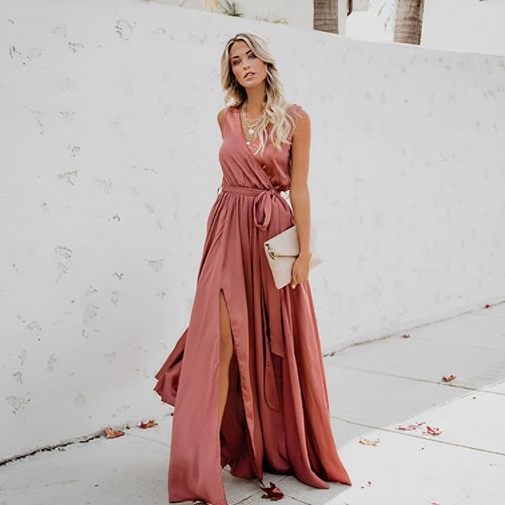 Margery | Chic Maxi Dress with Waist Belt for Special Occasions