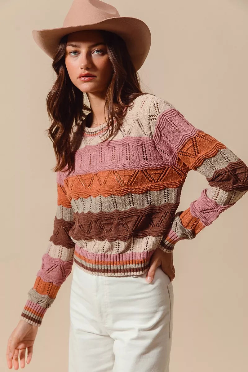 Aliyah | Women's Striped Long Knit Sweater