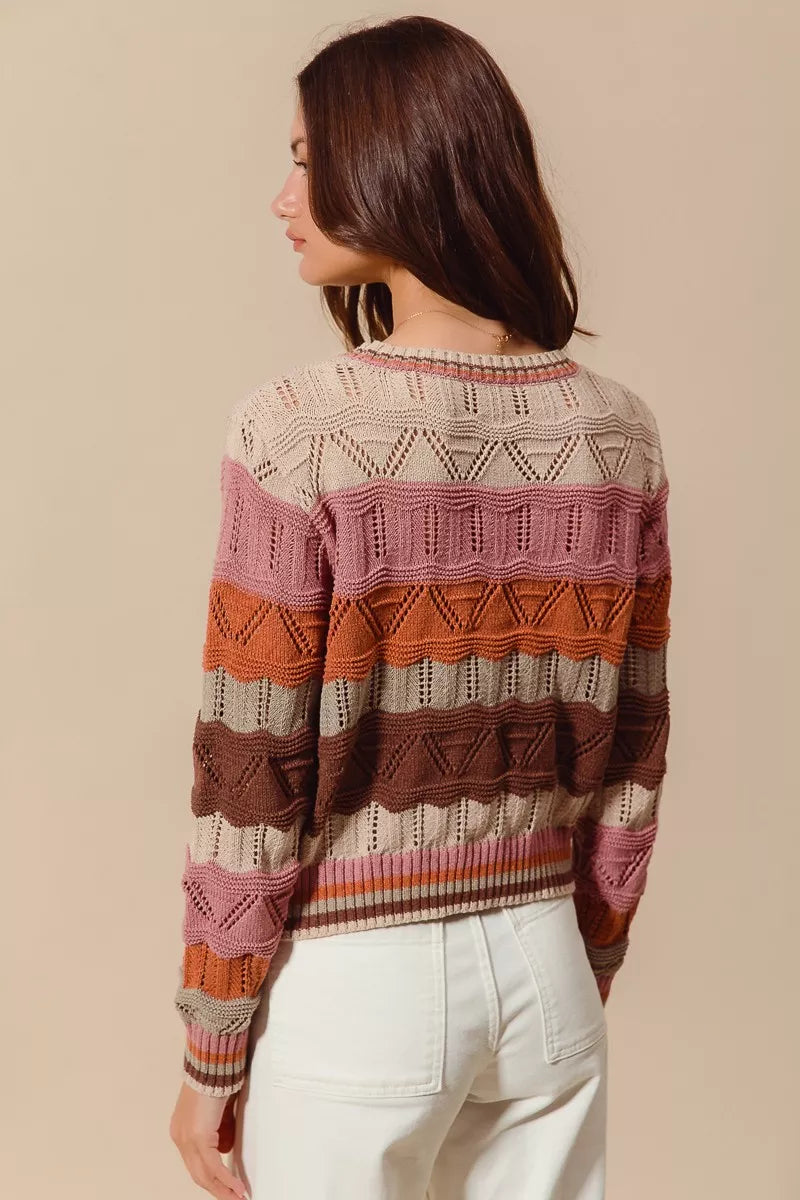 Aliyah | Women's Striped Long Knit Sweater