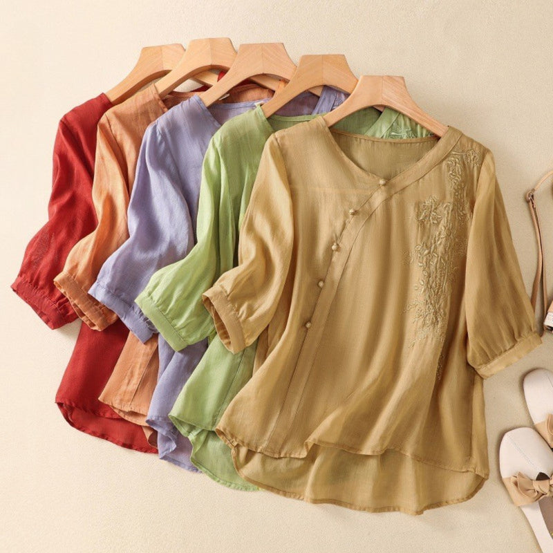 Clarice | Elegant Asymmetrical Button Tunic