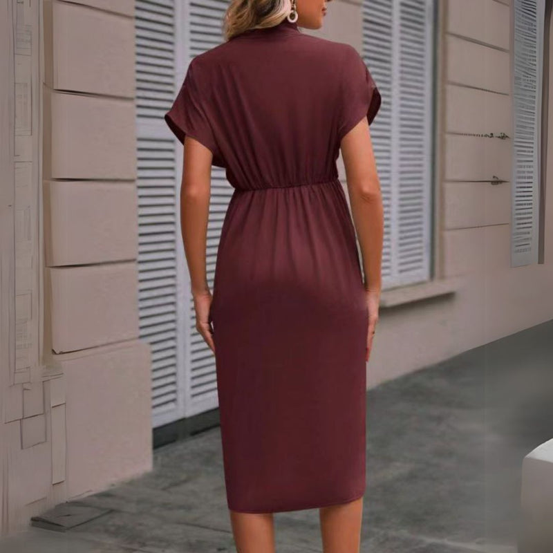 Kathleen | Chic Draped Midi Dress for Women