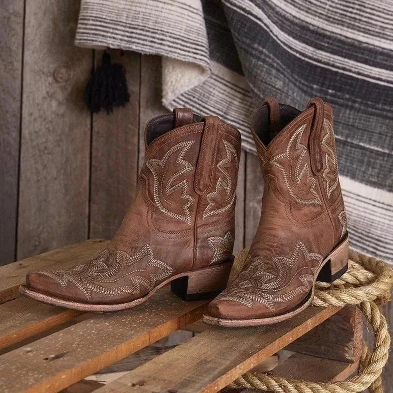 Ashlyn | Women's Embroidered Ankle Cowboy Booties