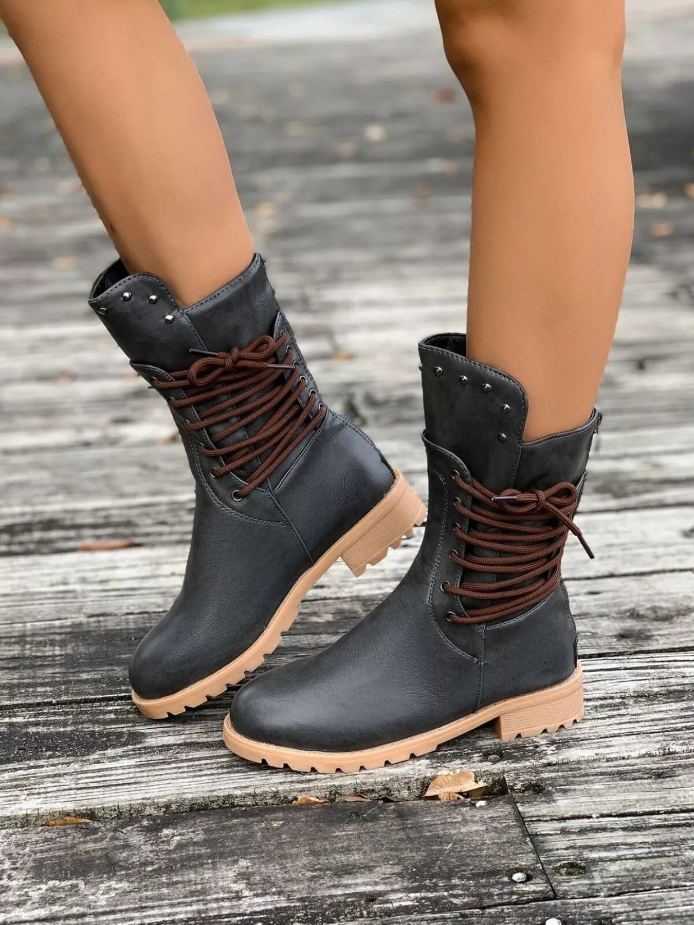 Alecia | Women's Round Toe Block Heel Boots