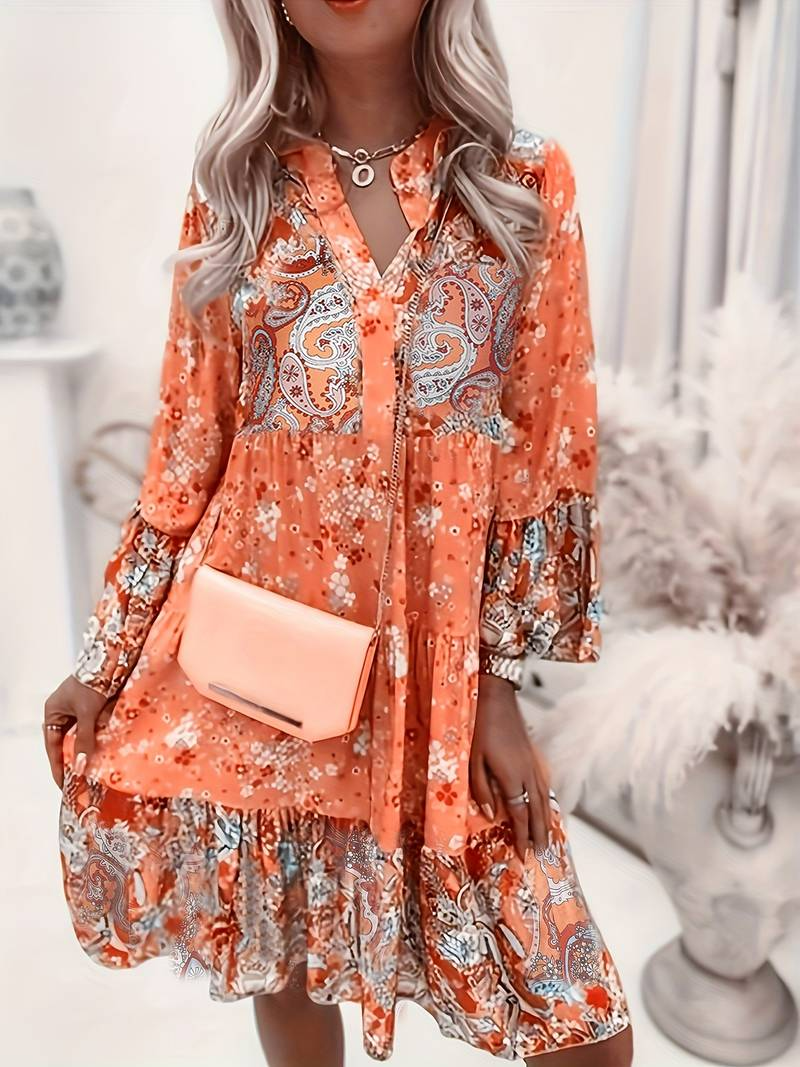 Leela | Chic Boho Dress with Vibrant Floral Print
