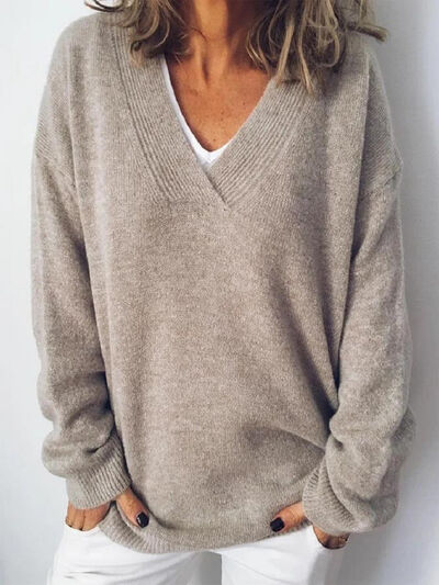 Alvene | Women's Elegant Oversize V Neck Jumper