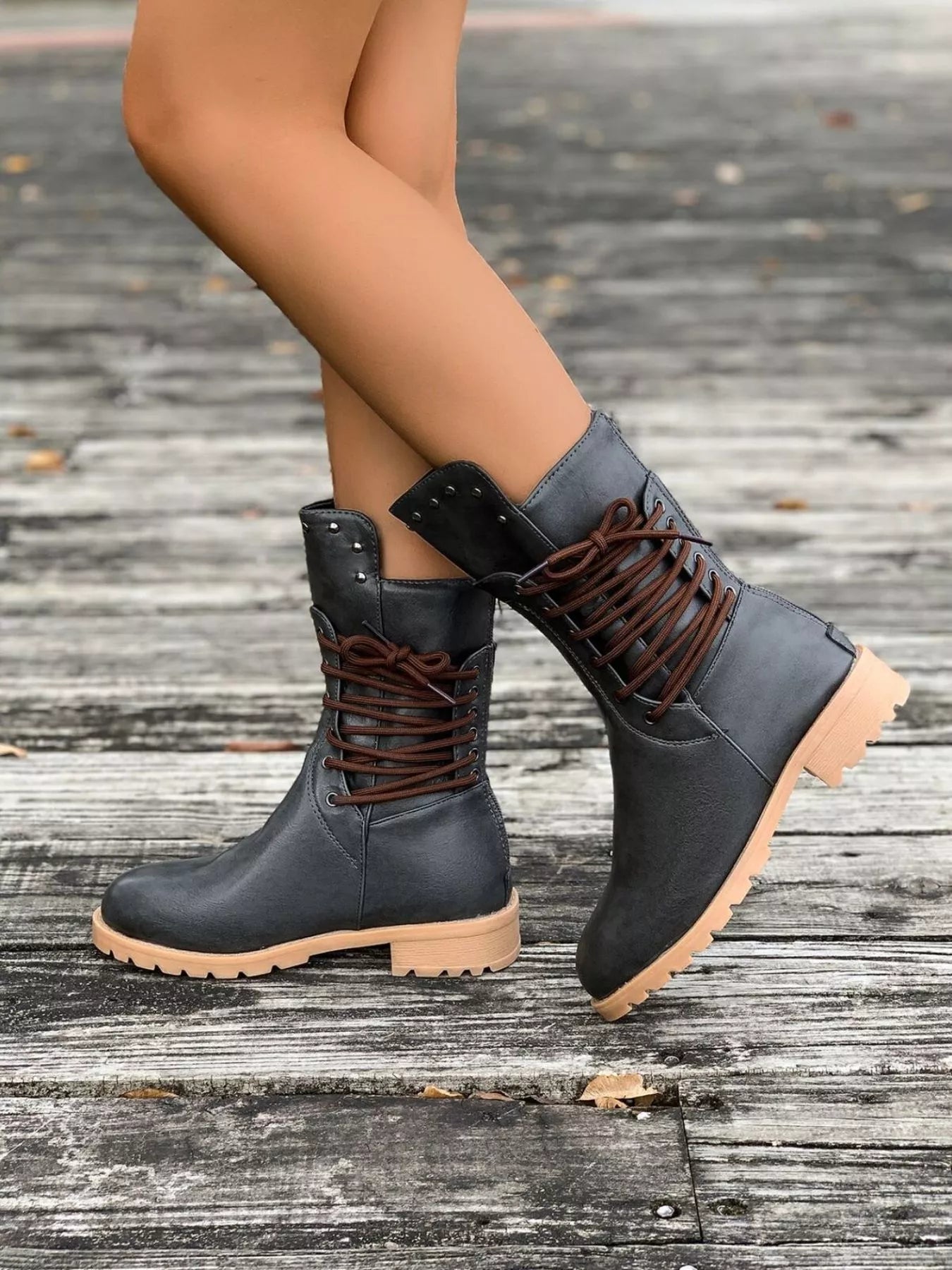 Alecia | Women's Round Toe Block Heel Boots