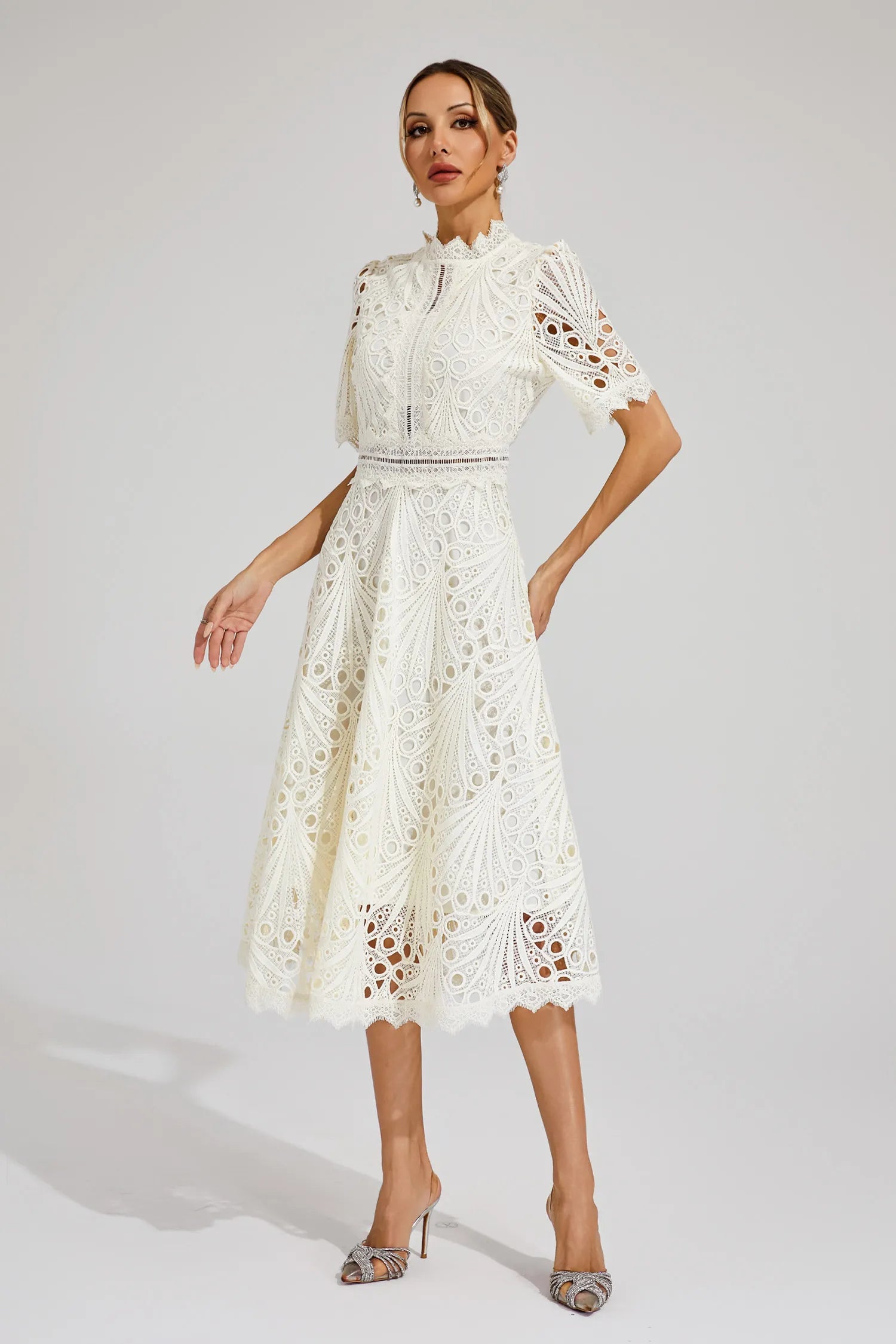 Patsy | Elegant Lace Midi Dress for Women