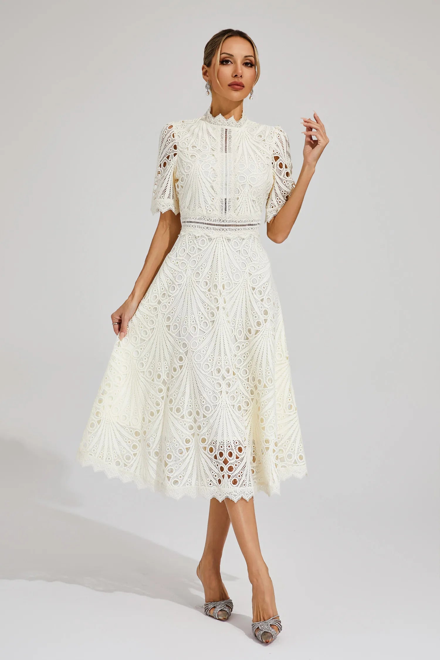 Patsy | Elegant Lace Midi Dress for Women