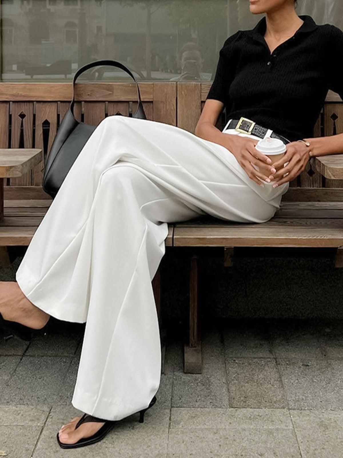 Brenda | High-Waisted Pleated Wide-Leg Pants for Effortless Elegance