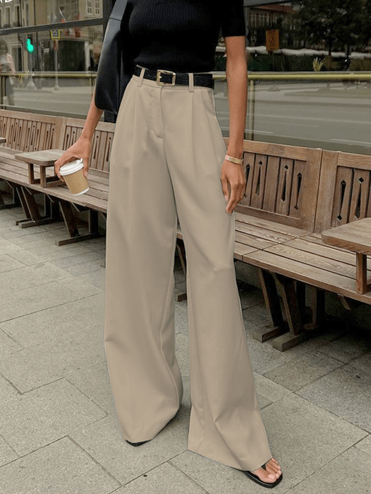 Brenda | High-Waisted Pleated Wide-Leg Pants for Effortless Elegance