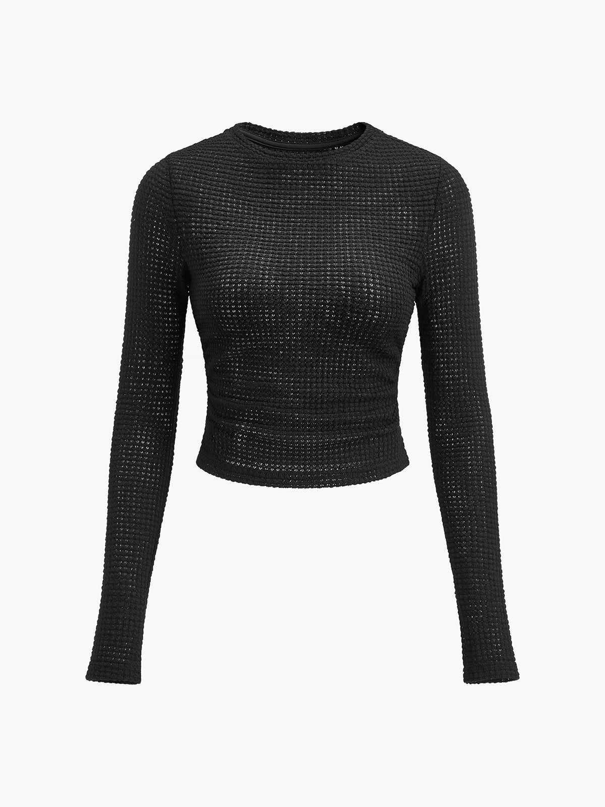 Ainsley | Women's Fitted Waffle Knit Long Sleeve Top