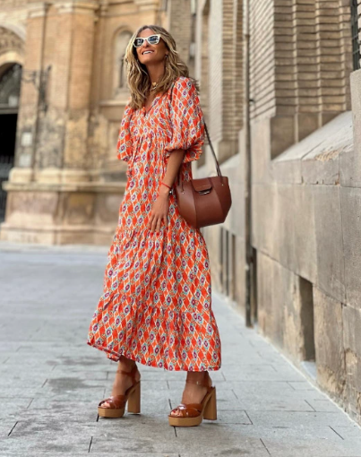 Kim | Chic Floral Midi Dress for Effortless Elegance