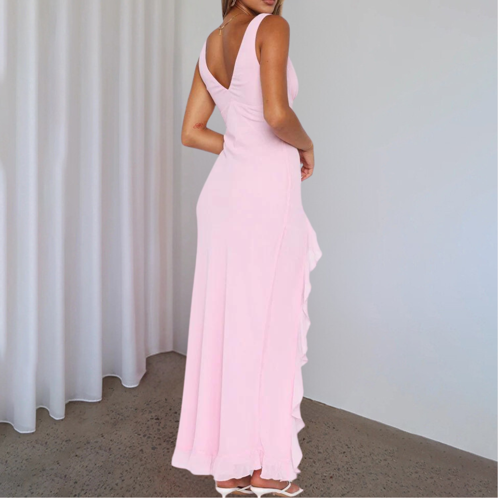Mariana | Chic Sleeveless V-Neck Maxi Dress with Asymmetrical Slit