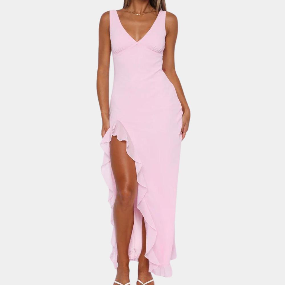 Mariana | Chic Sleeveless V-Neck Maxi Dress with Asymmetrical Slit