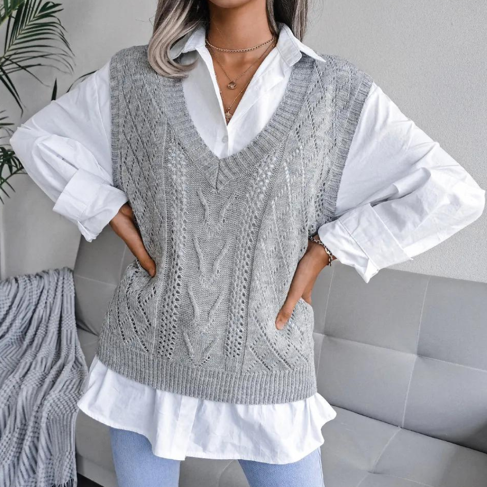 Allura | Women's V-Neck Sleeveless Sweater Vest