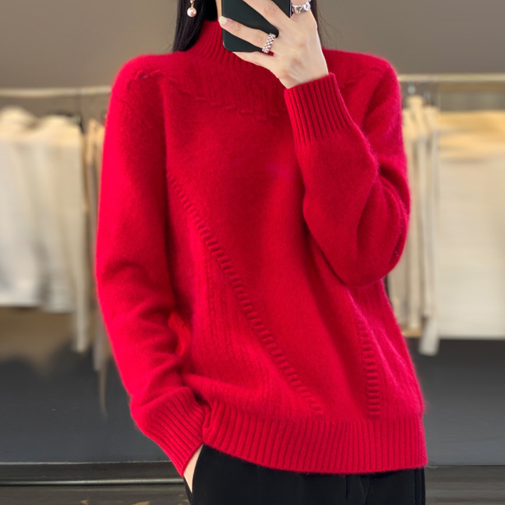 Sunniva | Women's Mock Neck Long Sleeve Sweater