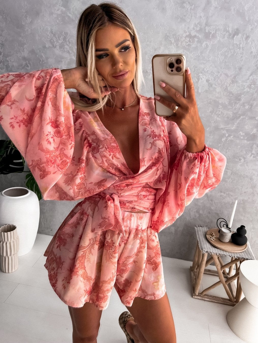 Aurora | Women's Chic Flowy Two-Piece Shorts and Blouse Summer Set