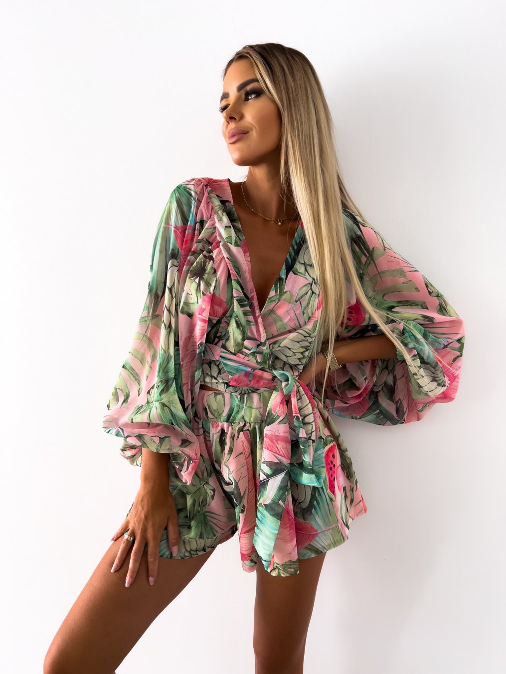 Aurora | Women's Chic Flowy Two-Piece Shorts and Blouse Summer Set