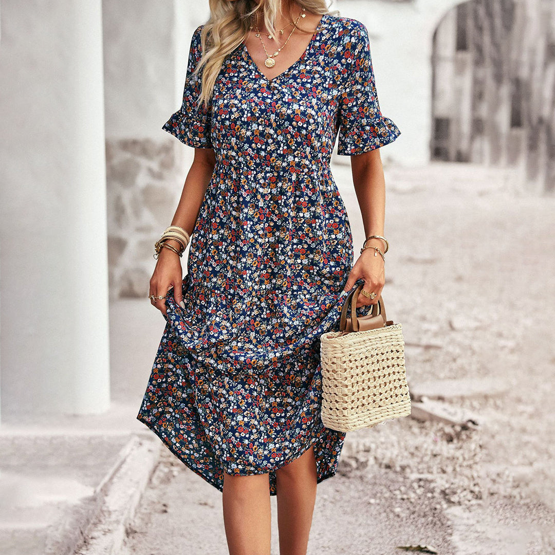 Laure | Elegant Floral Summer Midi Dress for Women