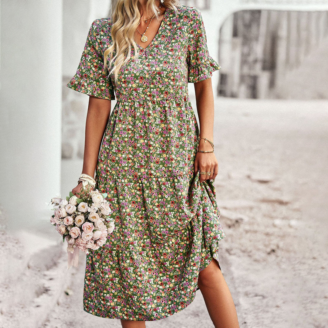 Laure | Elegant Floral Summer Midi Dress for Women