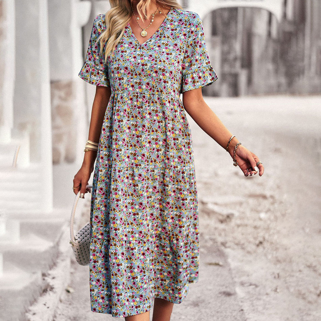Laure | Elegant Floral Summer Midi Dress for Women