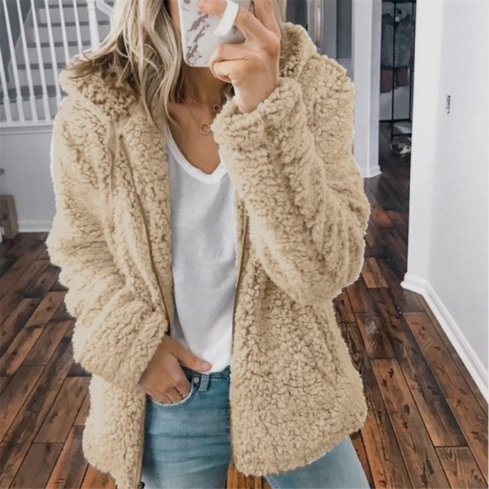 Alona | Women's Hooded Open Front Teddy Jacket