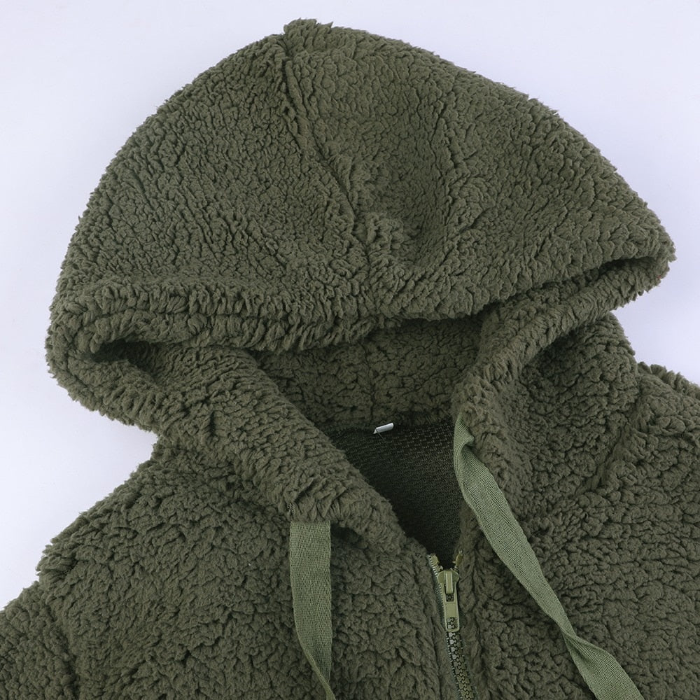 Alona | Women's Hooded Open Front Teddy Jacket