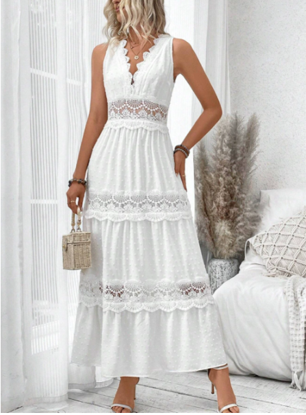 Lisbeth | Elegant Lace Neck Dress for Women