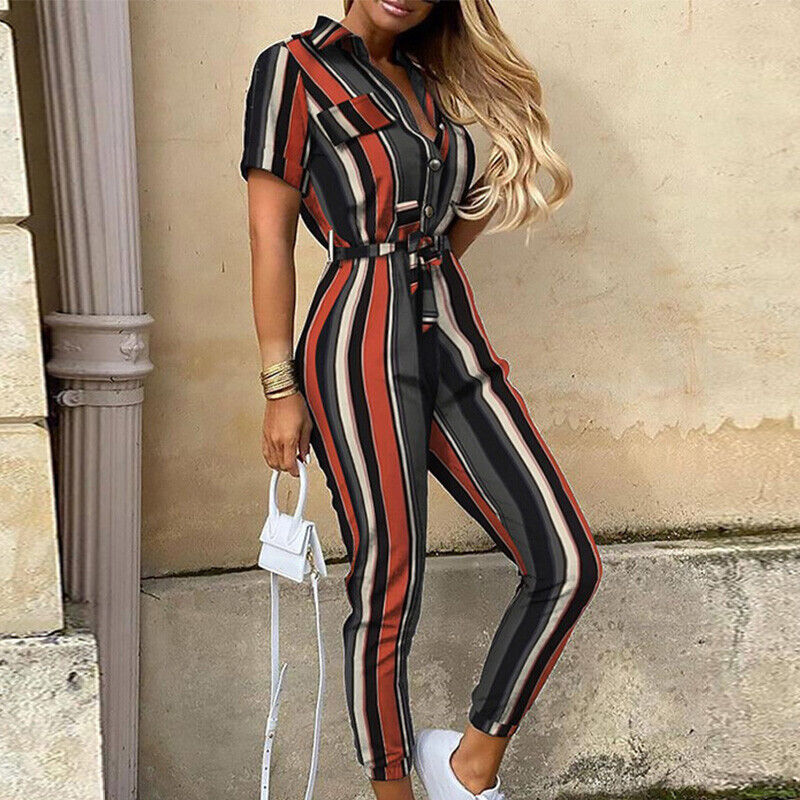 Liana | Lightweight Structured Fit Short Sleeve Jumpsuit with Button Closure