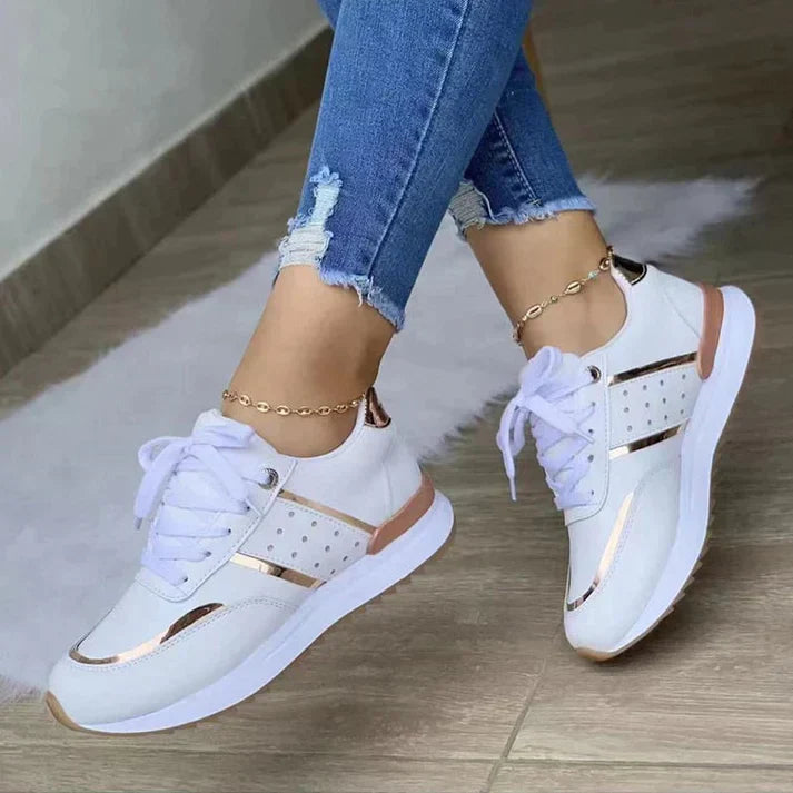 Alena | Women's Lace-Up Metallic Accent Sneakers