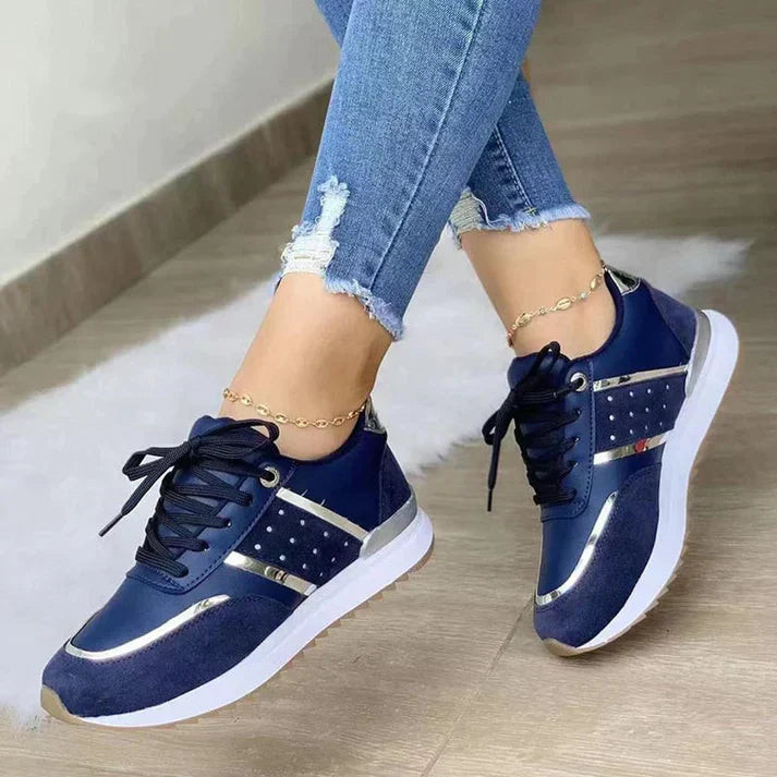 Alena | Women's Lace-Up Metallic Accent Sneakers