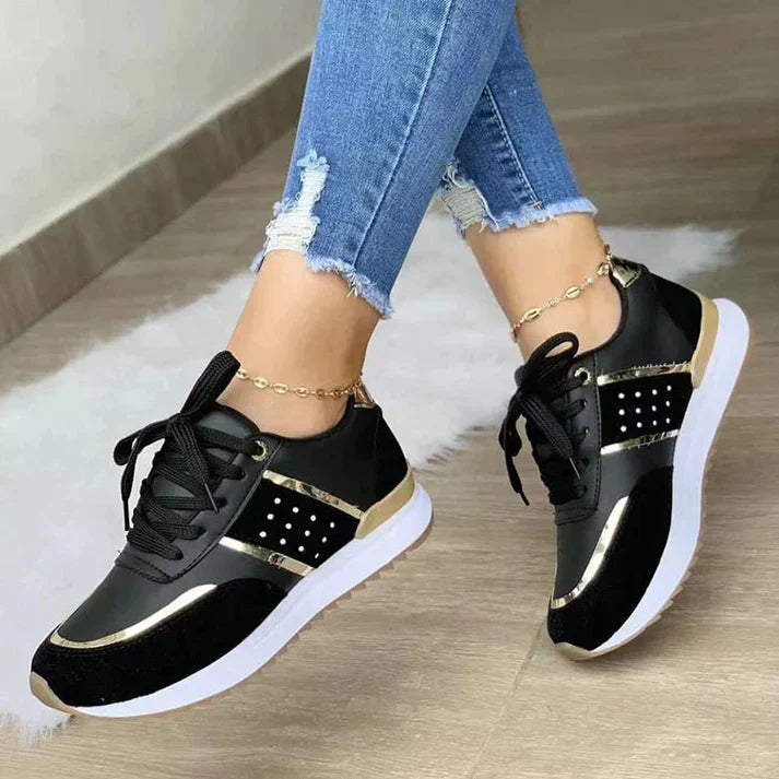 Alena | Women's Lace-Up Metallic Accent Sneakers