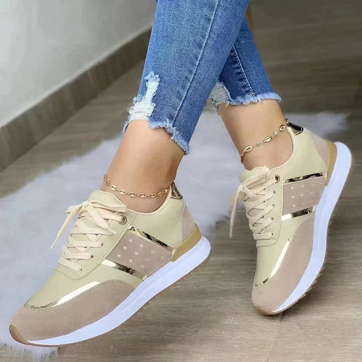 Alena | Women's Lace-Up Metallic Accent Sneakers