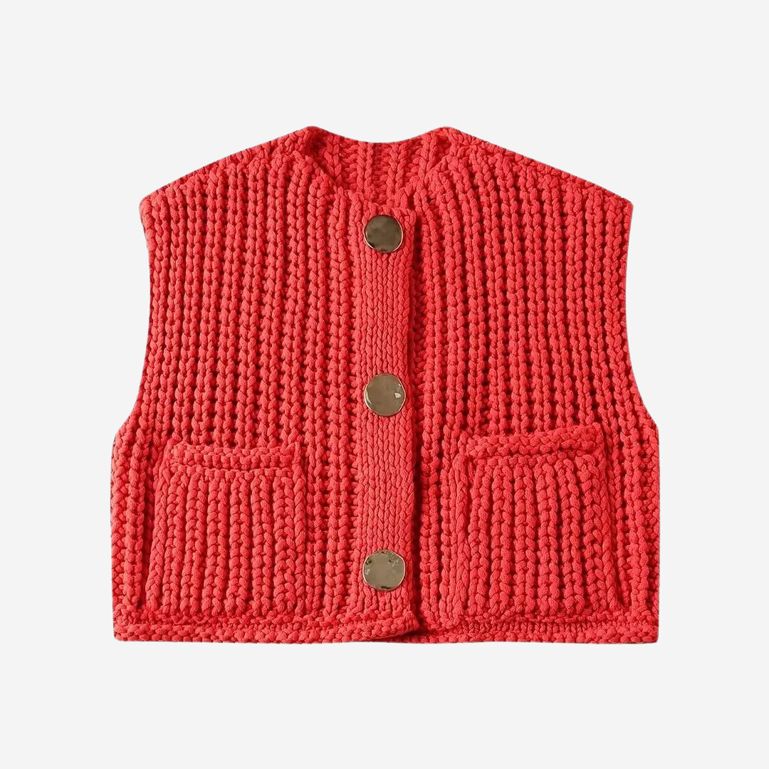 Soleil | Women's Button-Front Chunky Knit Sweater Vest