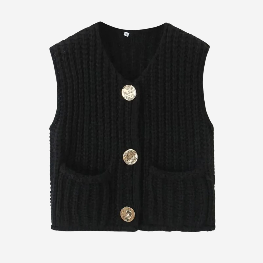 Soleil | Women's Button-Front Chunky Knit Sweater Vest