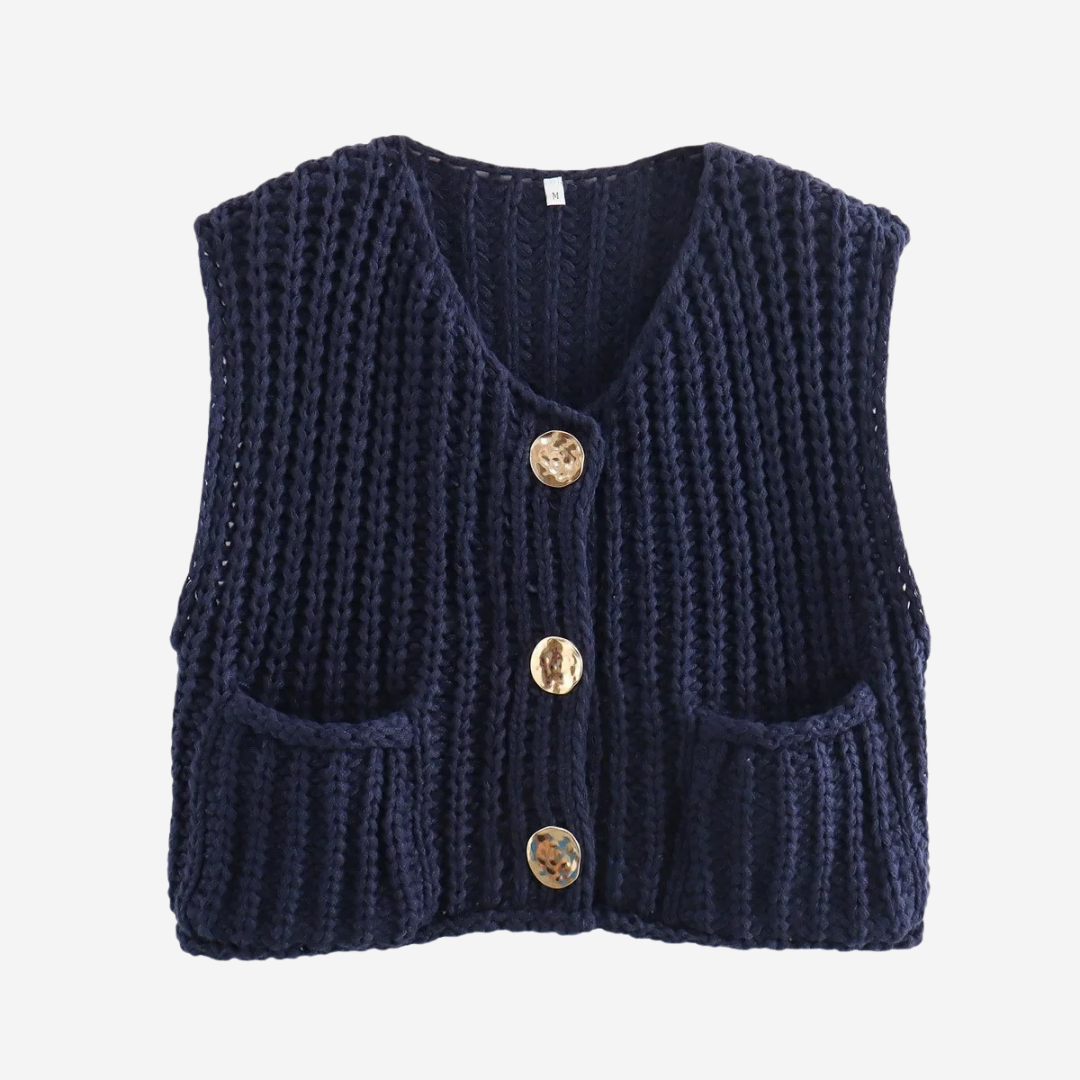 Soleil | Women's Button-Front Chunky Knit Sweater Vest
