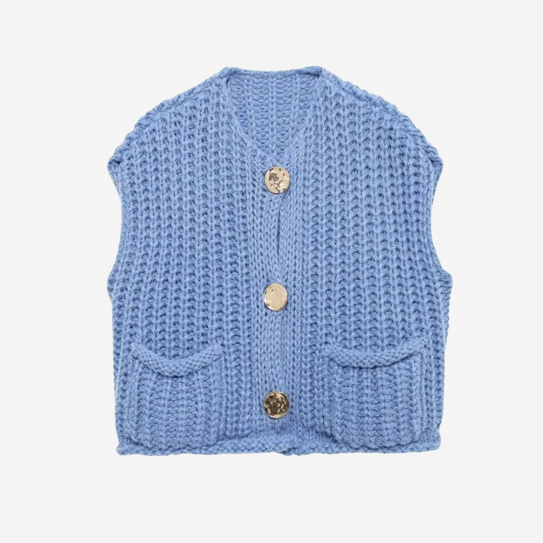 Soleil | Women's Button-Front Chunky Knit Sweater Vest