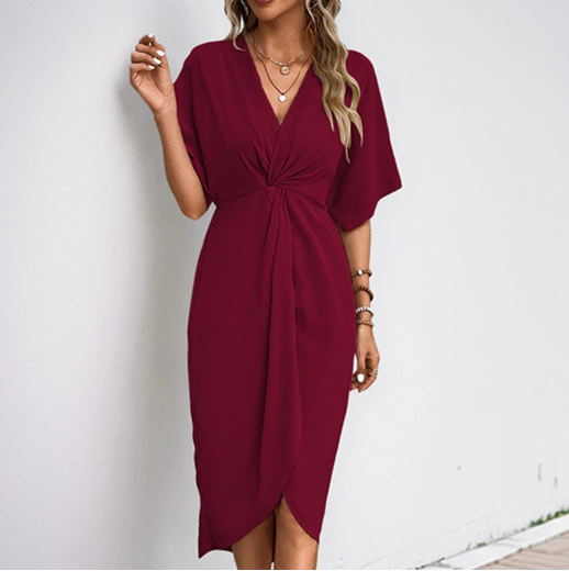 Lorraine | Women's V-Neckline Wrap Dress for Effortless Elegance